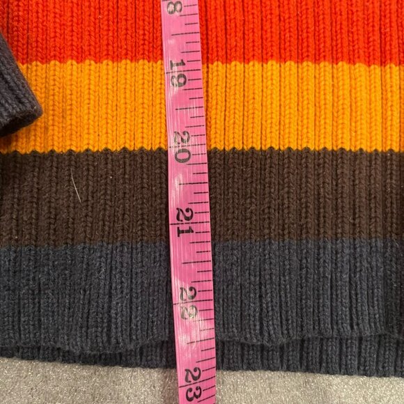[M]Tommy Hilfigure Rainbow Ribbed V Neck Cotton Sweater Striped Y2K - Picture 4 of 5